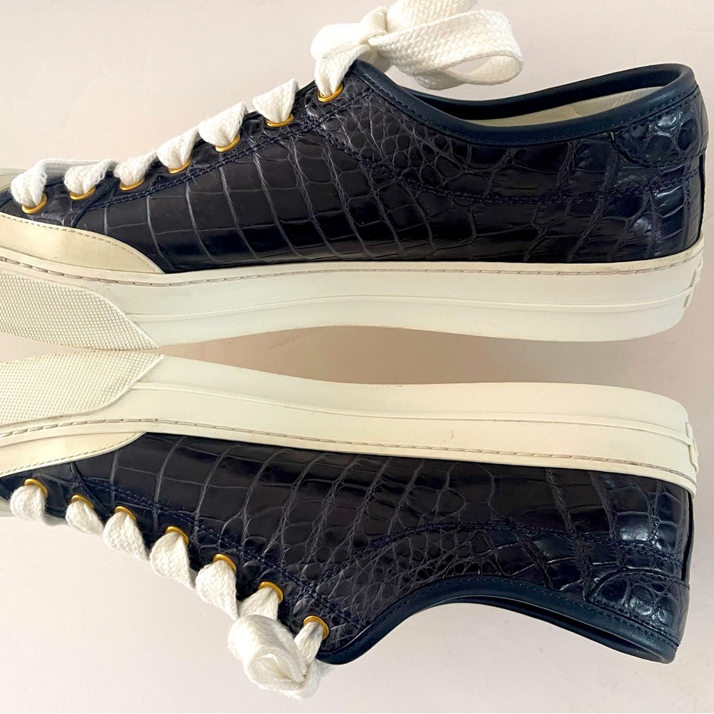 Gucci Men’s crocodile skin leather sneakers Made in Italy - Picture 2 of 10